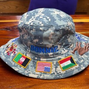Source Unknown Donnie Digital Camo Bucket Hat with Flag Patches